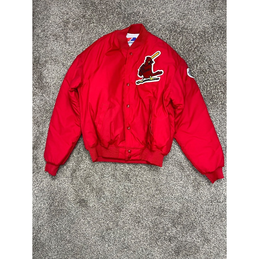 Vtg St Louis Cardinals Bomber Jacket Mens M Red Snap Up Swingster Made USA 80s